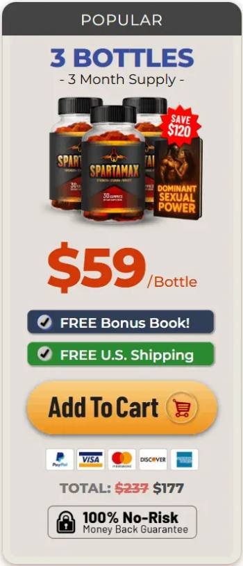 Spartamax Buy 3 Bottles Bundle pack discount promotion with eBook